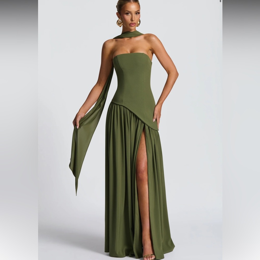 Maliyah Maxi Dress in Olive Green (Khaki)